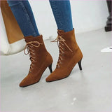 Womens Stiletto Faux Suede Ankle Boots