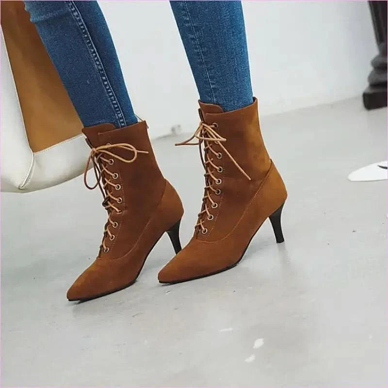 Womens Stiletto Faux Suede Ankle Boots