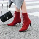 Womens Stiletto Faux Suede Ankle Boots