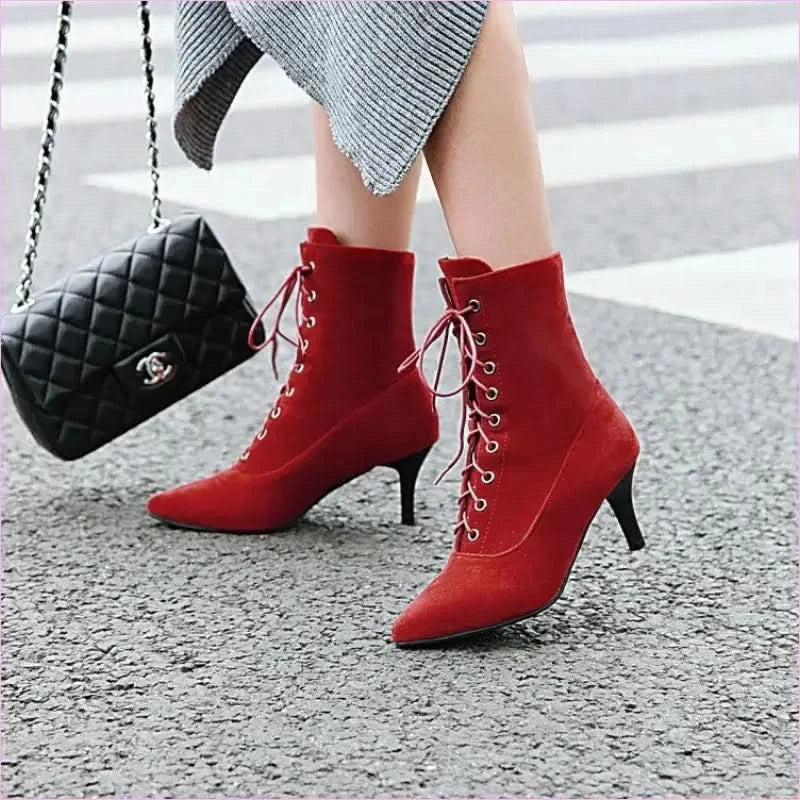 Womens Stiletto Faux Suede Ankle Boots