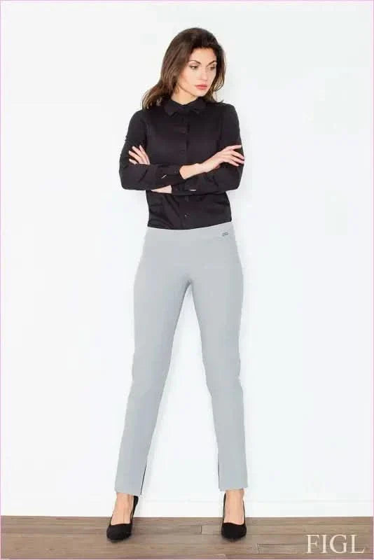 Womens Straight Leg Slit Trousers Unique Style Fashion
