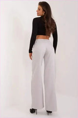 Womens Unbuttoned Pants Elegant Polyester Trousers
