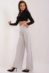 Womens Unbuttoned Pants Elegant Polyester Trousers