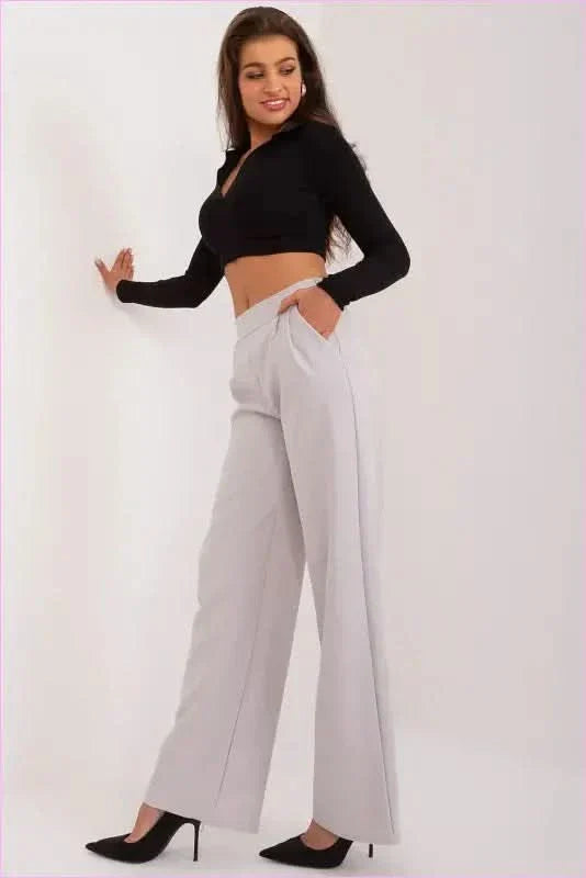 Womens Unbuttoned Pants Elegant Polyester Trousers