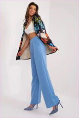 Womens Unbuttoned Pants Elegant Polyester Trousers