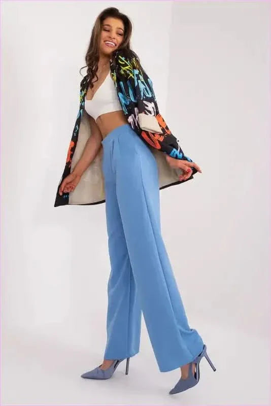 Womens Unbuttoned Pants Elegant Polyester Trousers