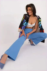 Womens Unbuttoned Pants Elegant Polyester Trousers