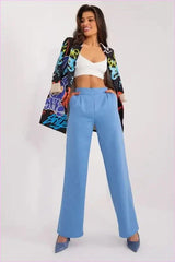 Womens Unbuttoned Pants Elegant Polyester Trousers