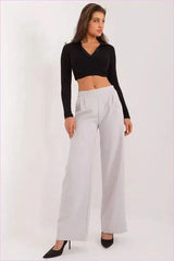 Womens Unbuttoned Pants Elegant Polyester Trousers