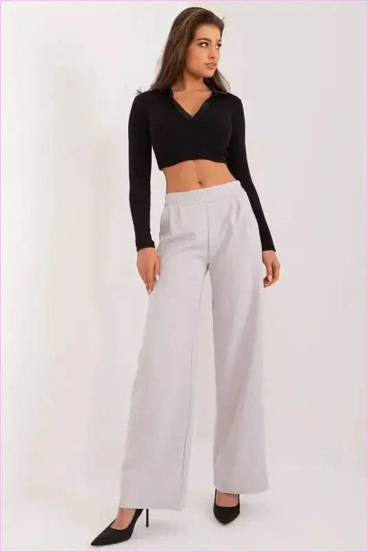 Womens Unbuttoned Pants Elegant Polyester Trousers