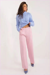 Womens Unbuttoned Pants Elegant Polyester Trousers