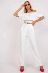 Womens Wide Leg Fabric Pants Fashion Style