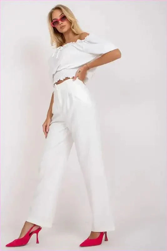 Womens Wide Leg Fabric Pants Fashion Style