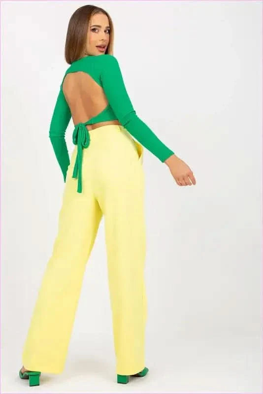 Womens Wide Leg Fabric Pants Fashion Style