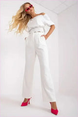 Womens Wide Leg Fabric Pants Fashion Style