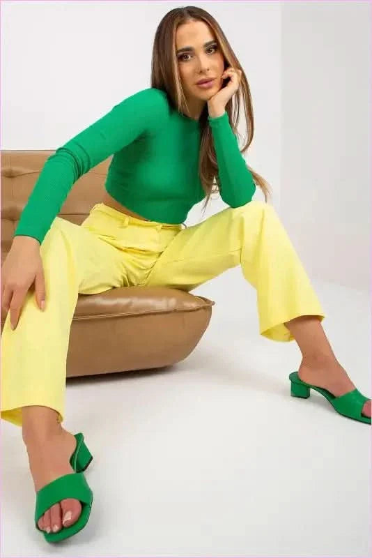 Womens Wide Leg Fabric Pants Fashion Style