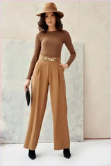 Womens Wide Leg Pants Decorative Chain Fashion Style
