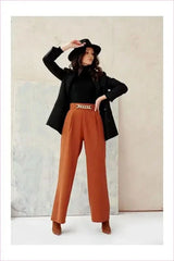 Womens Wide Leg Pants Decorative Chain Fashion Style