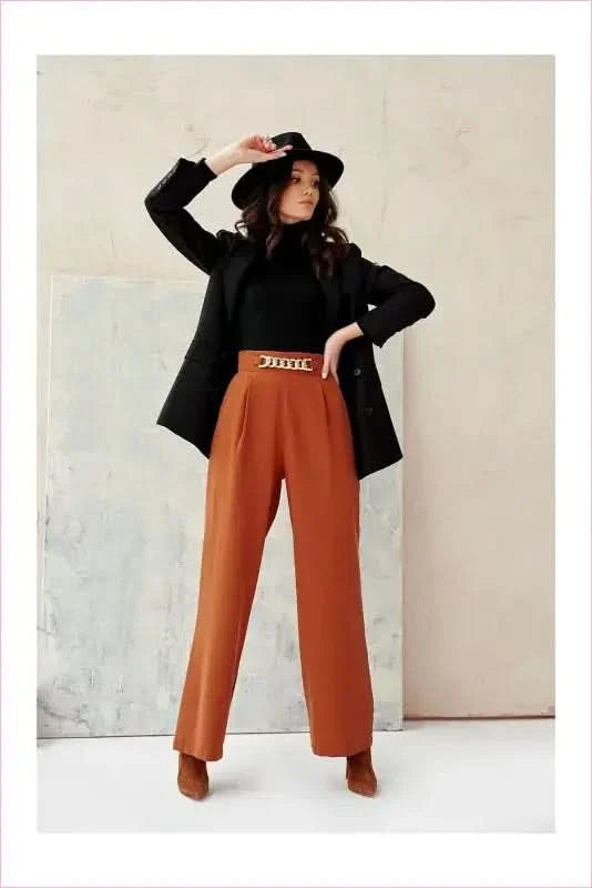 Womens Wide Leg Pants Decorative Chain Fashion Style