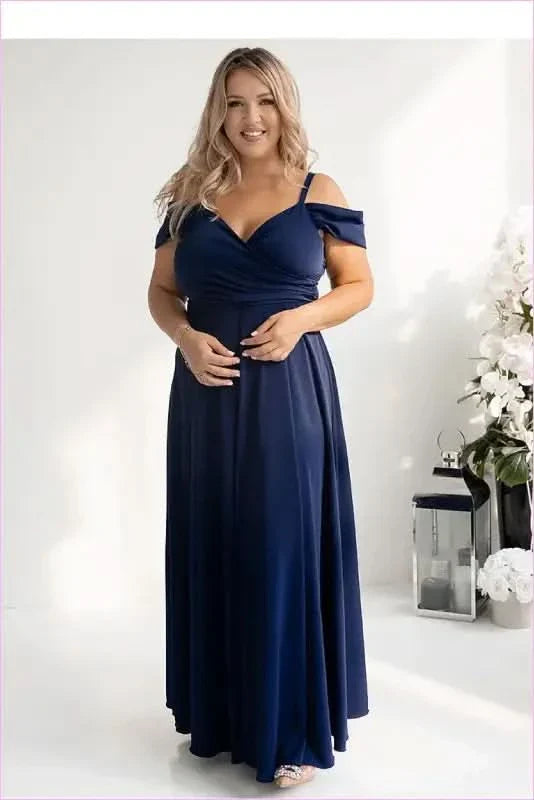 Wrap Neck Long Dress Fashion Style