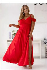Wrap Neck Long Dress Fashion Style