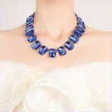 Zircon Necklace Square and Matching Earrings Jewelry Set